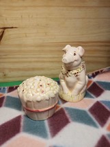Cherries Jubilee Hand Painted Porcelain Pig Salt &amp; Pepper Shakers Set - ... - $12.71