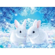 Lovely White Rabbits Diamond Painting - 5D Full Square Diamond Painting ... - £15.72 GBP