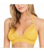 NWT Robin Piccone Chira Triangle Halter Bikini Swim Top in Sunglow Yello... - £44.15 GBP