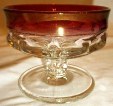 TIFFIN KING&#39;S CROWN TIARA CRANBERRY RUBY GLASS SET 3 DESSERT SHERBET CHA... - £25.17 GBP