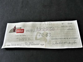 1950 Ottumwa, Iowa Coca Cola Plant, made out to Dixie Cup Co.- Canceled Check. - £10.86 GBP