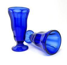 Set of 2 Ice Cream Parfait Fountain-ware Glasses Cobalt Blue VTG Anchor Hocking - £20.03 GBP