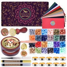 Wax Seal Stamp Kit With Gift Box, Wax Letter Seal Kit With 24 Colors 650 Pcs Wax - £30.37 GBP