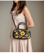 Leather Sunflower Paradise Boston Bag | Handbag Sunflower Botanical Print  - €36,90 EUR