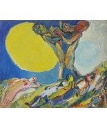 David Messer Listed Paris Artist Surrealistic Figs. 1961 Oil Painting 74... - £539.47 GBP