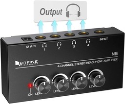 Fifine Headphone Amplifier 4 Channels Metal Stereo Audio Amplifier, Mini... - $35.96