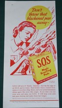 SOS Pads Good Housekeeping Magazine Ad VIntage 1941 - £6.27 GBP