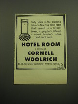 1958 Random House Book Advertisement - Hotel Room by Cornell Woolrich - £14.82 GBP