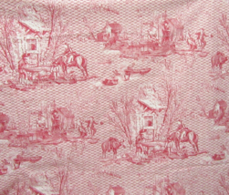 French Country Toile De Jouy Lattice Red 45 x 2.8+ Yards Fabric Remnant - £34.27 GBP