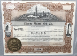 1928 Clarno Basin Oil Co Oregon Stock Certificate 1 Share Framed Oil Well - $42.06