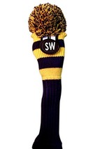 Majek Sand Wedge (SW) Hybrid Rescue Utility Blue &amp; Yellow Golf Headcover Knit Po - £13.29 GBP