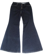 VTG HOT &amp; THE GANG No Waist Metal Buttons Wide Flare Bellbottom Jeans Wm... - $49.99