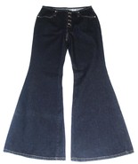 VTG HOT &amp; THE GANG No Waist Metal Buttons Wide Flare Bellbottom Jeans Wm... - $68.37 CAD
