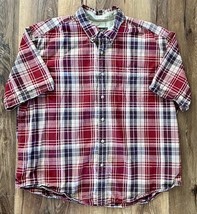 Eddie Bauer Men&#39;s Button Down Shirt Size XXL SS Red, Brown plaid EUC - $23.76