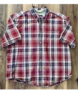 Eddie Bauer Men&#39;s Button Down Shirt Size XXL SS Red, Brown plaid EUC - $32.56 CAD