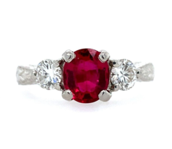 Platinum 1.10 Carat Ruby Ring with GIA Report Jewelry Size 4.5 (#J4501) - $3,410.55