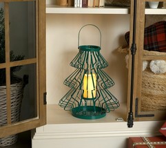 Home Reflections 16&quot; Flameless Tree Lantern w/ Pillar&amp; Remote in Green - $63.01