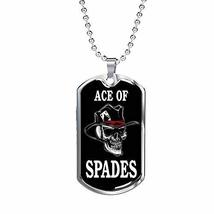 Express Your Love Gifts Casino Poker Ace of Spades Skull Dog Tag Engraved Stainl - £47.70 GBP