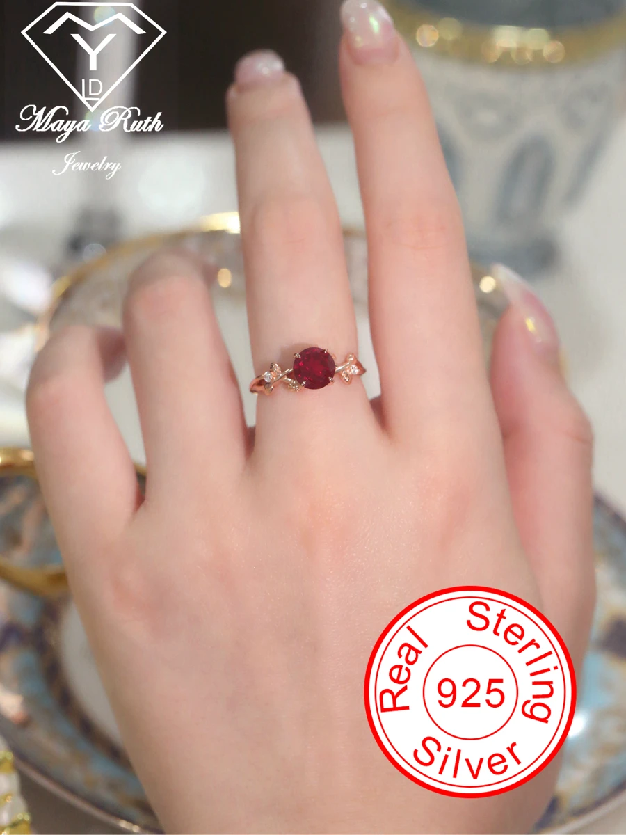 Primary image for Ruby Gemstone Ring Real 925 Sterling Silver 18K Rose Gold Plated Party for Women