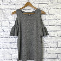 BB Dakota Women&#39;s size Small Cold Shoulder T Shirt Top Stretch Knit Gray - £17.64 GBP