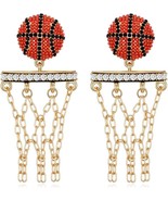 WOMENS BASKETBALL AND HOOP DANGLE DROP EARRINGS PIERCED JEWELRY BLING AC... - €13,64 EUR