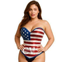 USA American Flag sequins Corset Top Memorial Day Costume patriotic Dres... - $89.99+