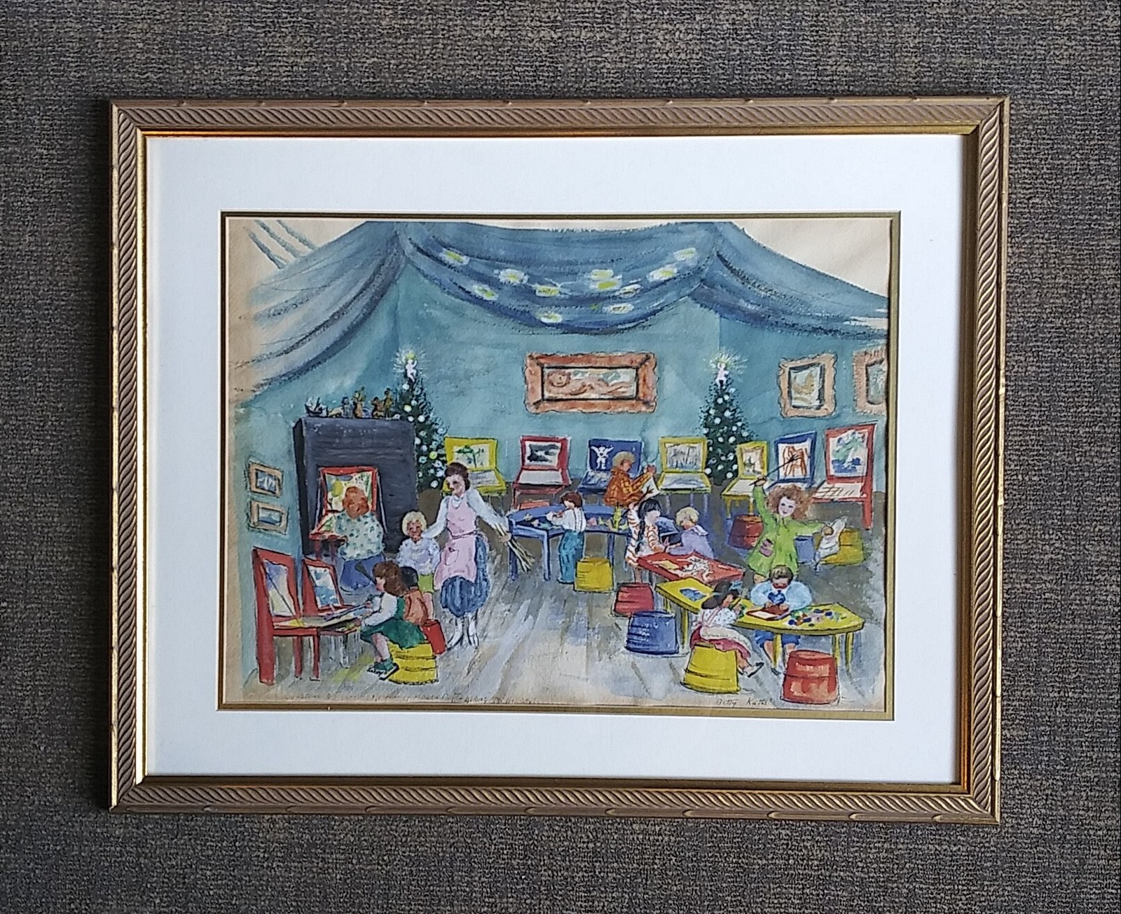 Christmas at the Museum of Modern Art 1950s Children&#39;s Art Class by Bett... - $325.00