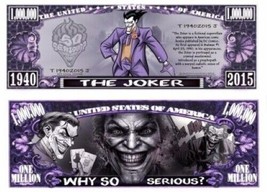 Joker Comic Pack of 100 Collectible 1 Million Dollar Bills Funny Money Novelty - £15.83 GBP