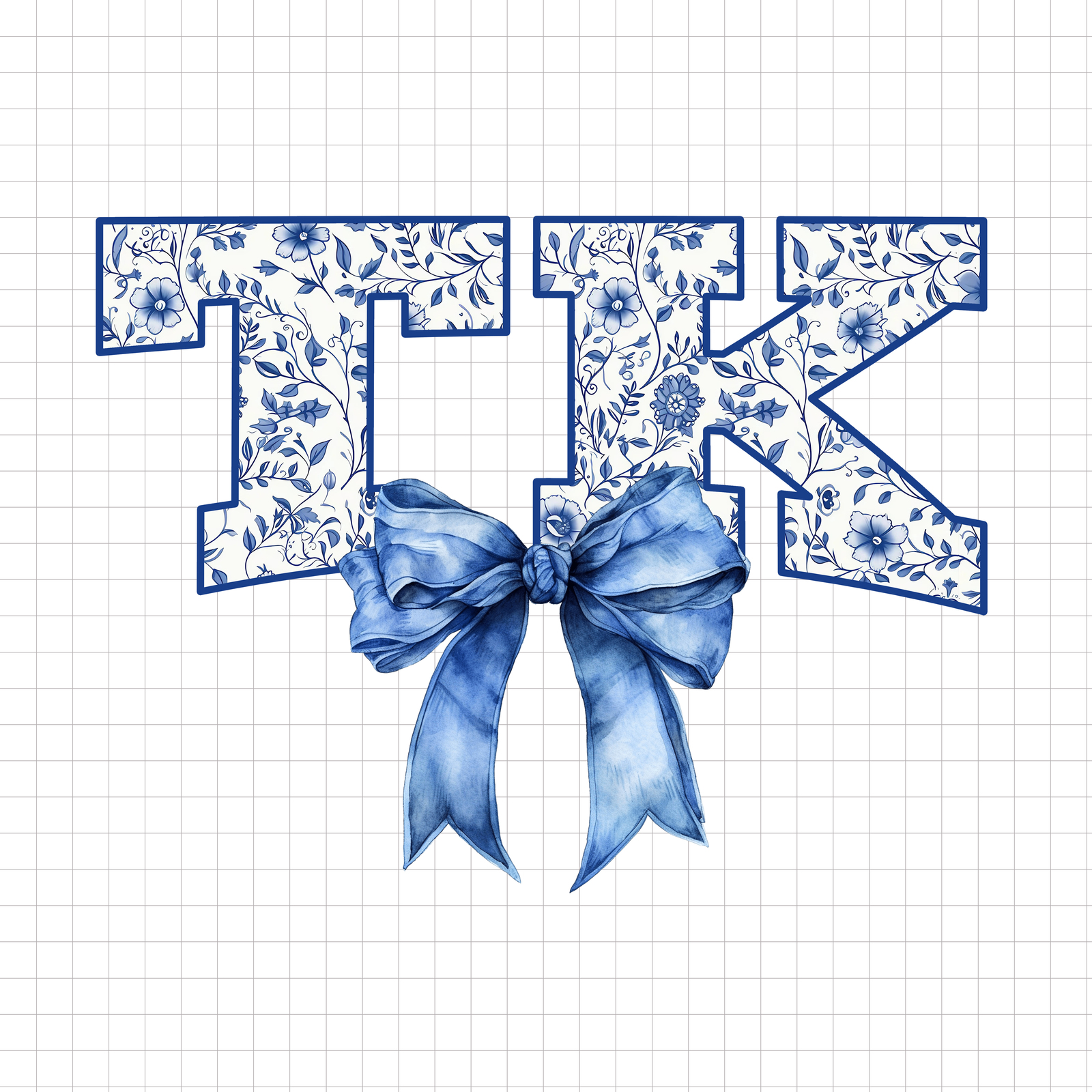 Coquette Blue TK Grade PNG, TK Floral Toile Blue Water Color Coquette Bo... - $2.50