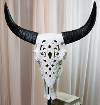 Southwest Great Plains Bison Ox Steer Bull Stencil Tooled Skull Wall Decor 19&quot;H - £59.35 GBP