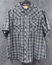 WRANGLER Vtg Western Shirt Mens XL Black Plaid Pearl Snap Cowboy Rodeo - £24.06 GBP