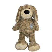 Little Miracles Plush Puppy Dog Brown Blue Paw Print Stuffed Animal Costco 16&quot; - £10.95 GBP