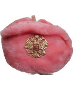 Authentisch Russisch Ushanka Pink Hut Mit / Sowjet Doppel Adler Emblem - $43.94