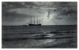 Ship Floating at Night Boat Postcard Posted Long Beach CA  1905 - £17.85 GBP