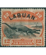 Malaysia Labuan 1894 SG70 12c black and orange Crocodile MH - $14.73