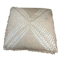 Vintage hand crochet crocheted decorative throw pillow cottage core gran... - $46.74