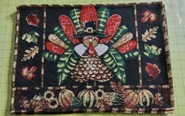 Harvest Holiday Thanksgiving Turkey Tapestry Placemats Set 4 Fun 17.5x12.5 - $32.50