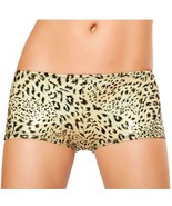 Metallic Leopard Print Shorts Velvet Animal Pattern Hot Pants Booty Gold... - £14.17 GBP