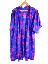 Vtg Barbizon Peignoir Set Nightgown Robe Chiffon Negligee Blue Floral Romantic L - £65.87 GBP