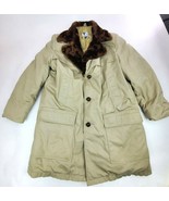 VTG ORVIS Mens 44 Tan Goose Down Fill Heavy Parka Coat w Faux Fur Collar... - £44.18 GBP