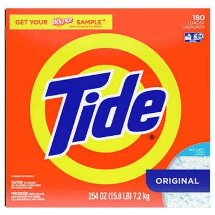 Primary image for Tide HE Powder Laundry Detergent, Original, 180 loads, 254 oz