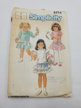 Simplicity 6714 Sewing Pattern Girls Child&#39;s Ruffled Dress Vintage Cut S... - $7.88