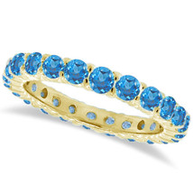 1CT Blue Topaz Eternity Ring 14K Yellow Gold - £547.11 GBP