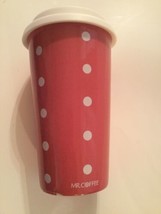 Mr Coffee mug ceramic polka dot pink tea cup travel tumbler lid 16 oz - $16.99