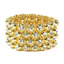 Amrita Singh Gold Crystal Embellished Sofia Stretch Bracelet BRC 118 - $24.26