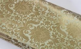 Indian Banarasi Brocade Fabric Green &amp; Gold Fabric Wedding Fabric - NF628 - $7.49+