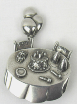 Danforth Pewter Happy Birthday Party Table Pin Vintage 1990 Middlebury CT - £11.98 GBP