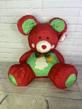 VTG 80s Christmas Mouse Red Plush Nylon Toy Stuffed Puffalump Overseas United - £55.38 GBP