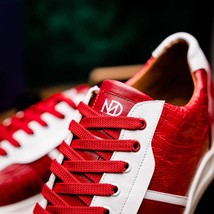 Lyon Genuine Ostrich and Calfskin Fashion Sneaker Red / White image 12
