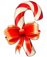 Candy Cane with Red Christmas Ribbon Plasma Metal Sign - £23.59 GBP